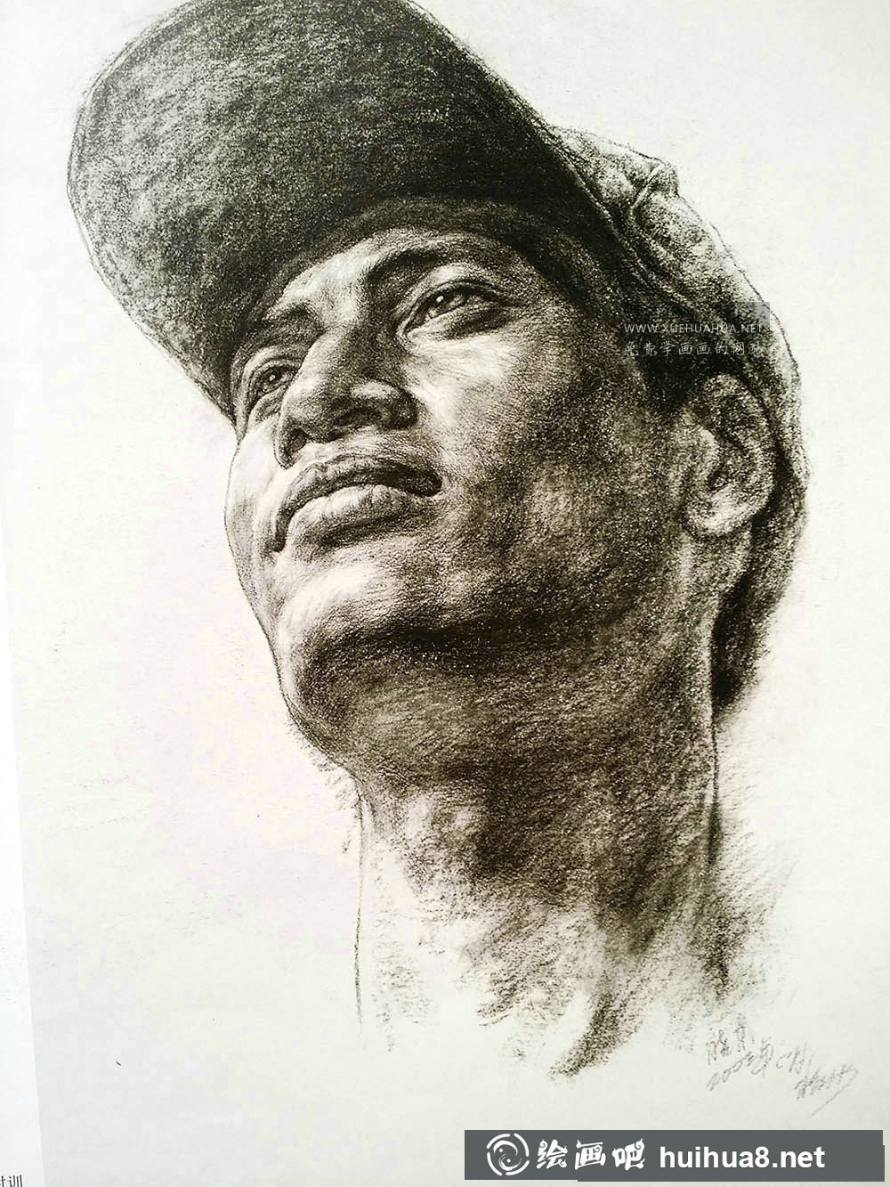 仰視圖男頭像素描畫(huà)(1)