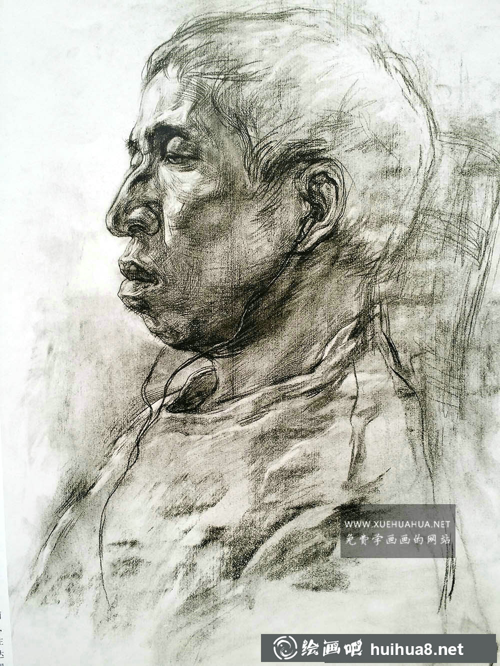 側(cè)面素描男子頭像作品賞析(1)