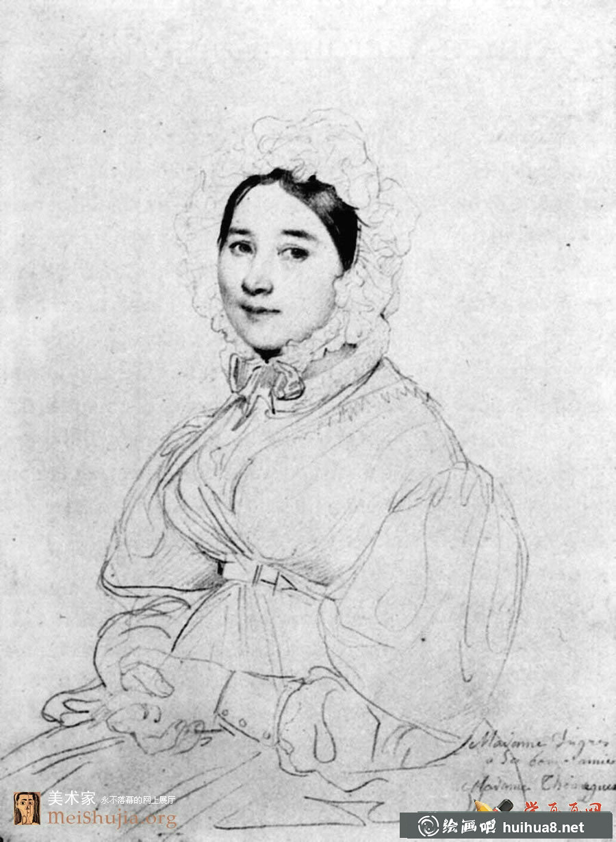 大師安格爾人物速寫素描畫_《安格爾夫人肖像》