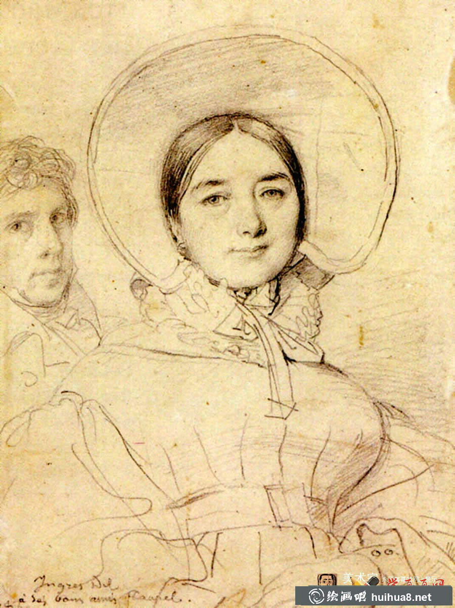 大師安格爾人物速寫素描畫_《安格爾夫人肖像》