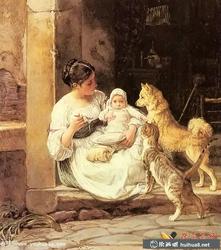 油畫人物作品《喂養(yǎng)寶寶》feeding the baby(1)