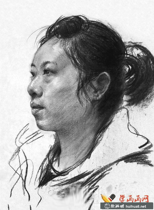 4幅女青年素描頭像作品欣賞(3)
