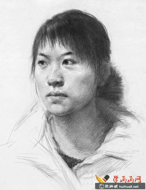 4幅女青年素描頭像作品欣賞(4)