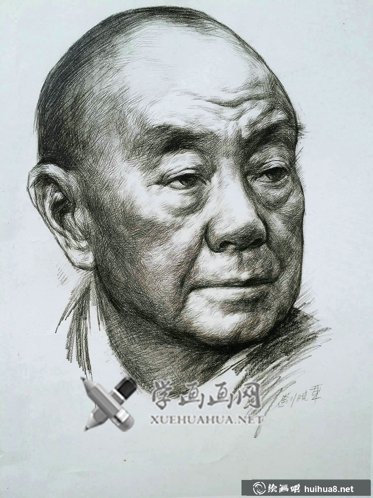 劉小東男子素描頭像高清臨摹圖片(1)