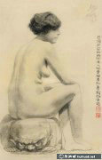 徐悲鴻《盤石女人體》高清素描