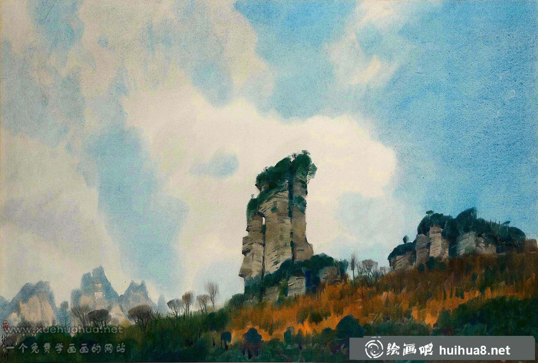 黃鐵山水彩風(fēng)景畫(1)