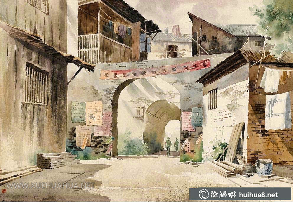 李劍晨水彩畫風(fēng)景4幅欣賞(2)
