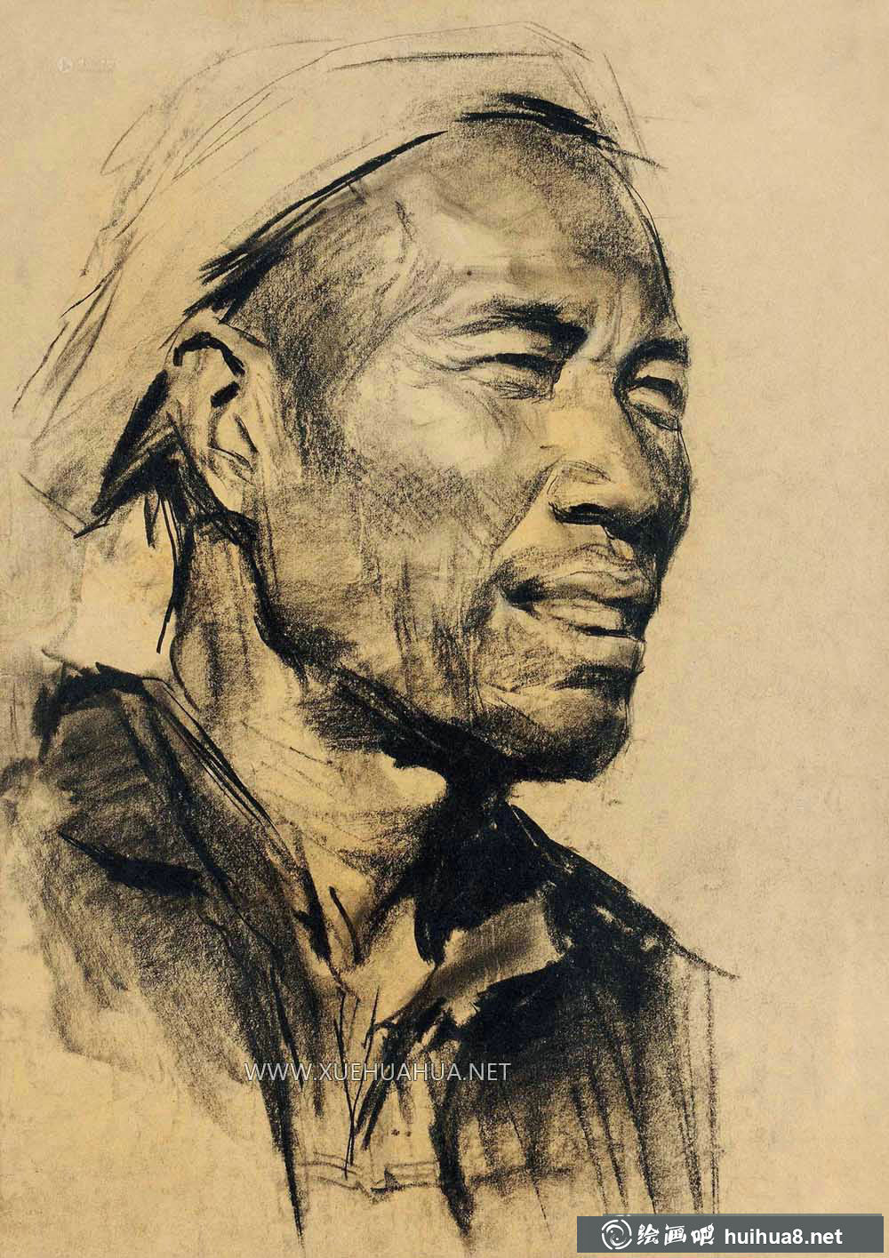 陳逸飛《老農(nóng)素描頭像》(1)