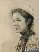 高清側(cè)面女青年素描頭像賞析