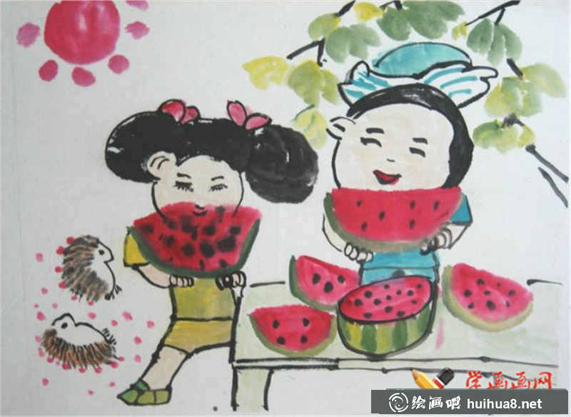 吃西瓜的小朋友們