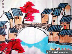 兒童國畫佳作《日出江花紅勝火》展現(xiàn)童真之美