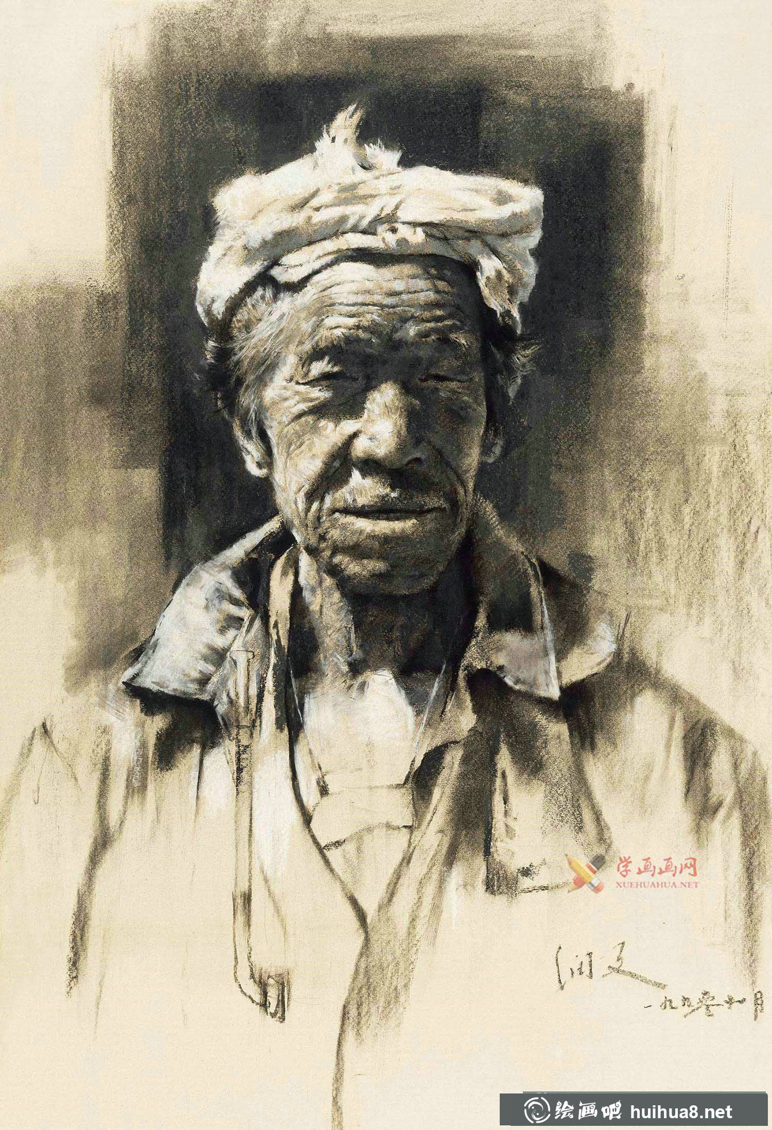 優(yōu)秀人物素描畫欣賞《老農(nóng)像》(1)