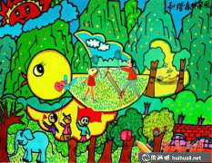兒童科幻畫描繪和諧森林家園