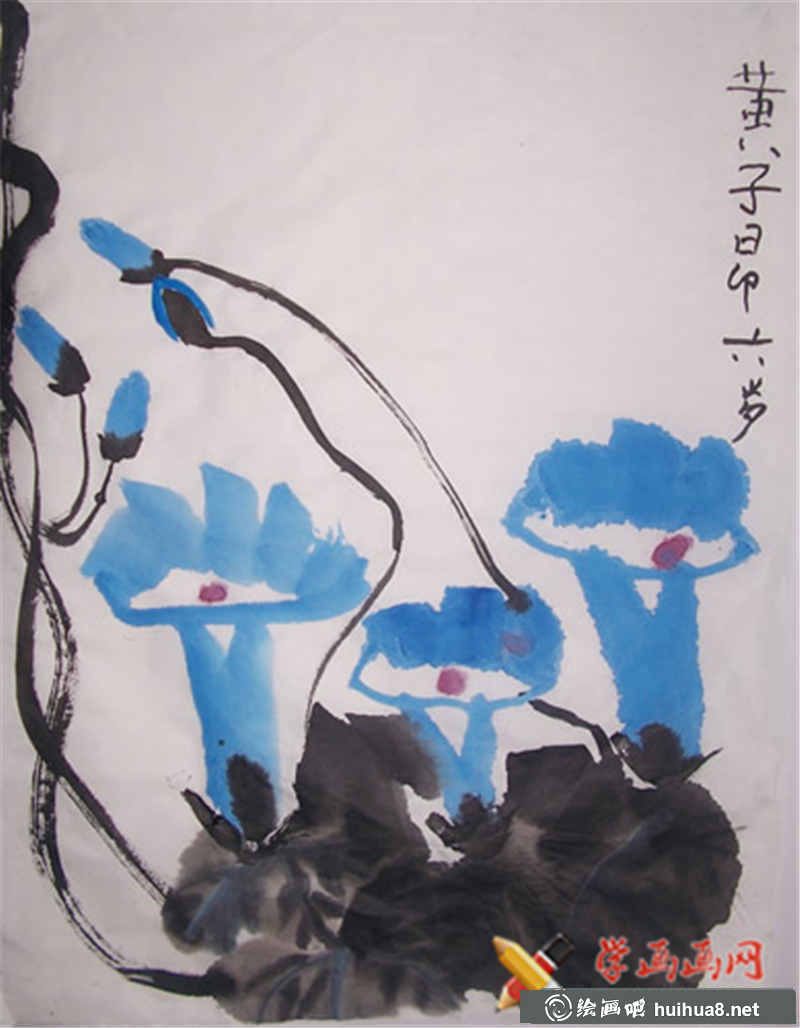 兒童中國畫牽牛花