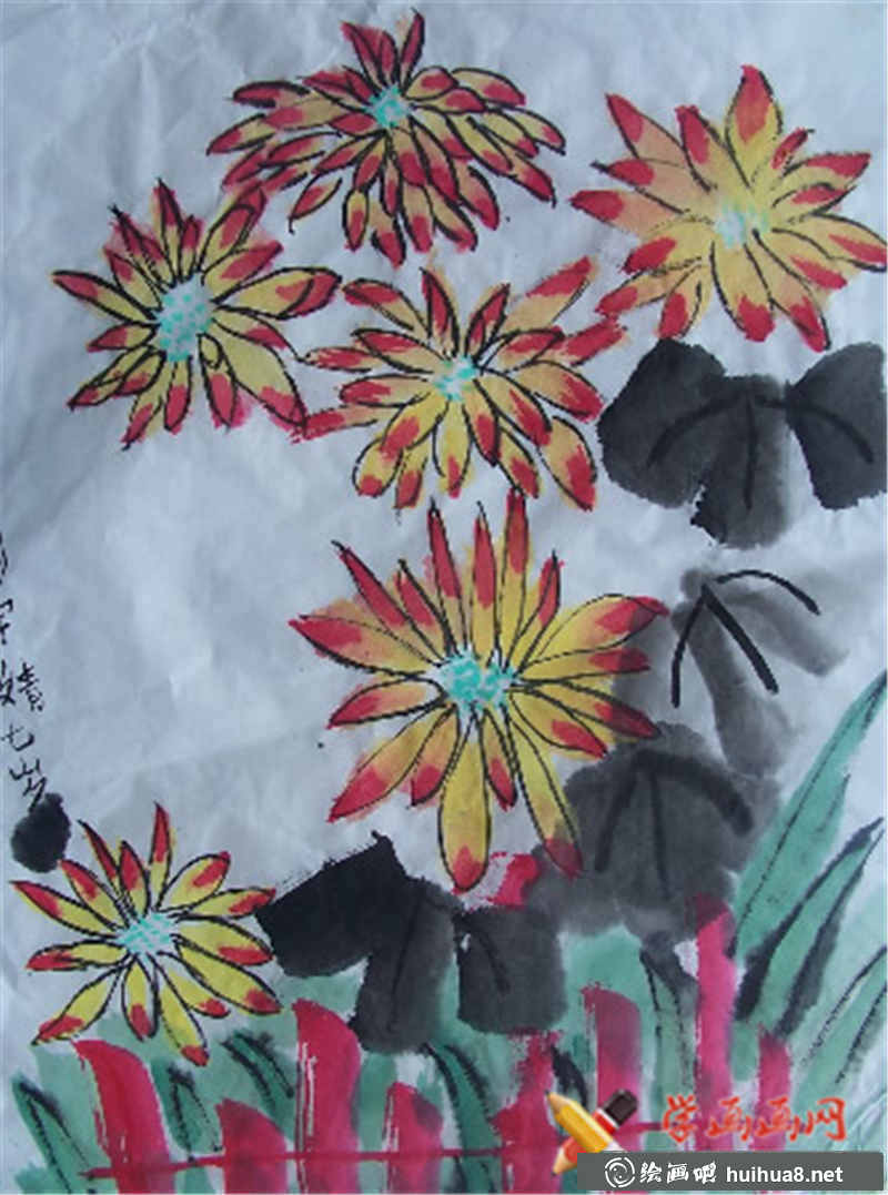 中國畫秋天的野菊(1)