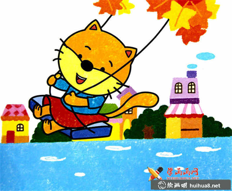 兒童油棒畫小貓咪