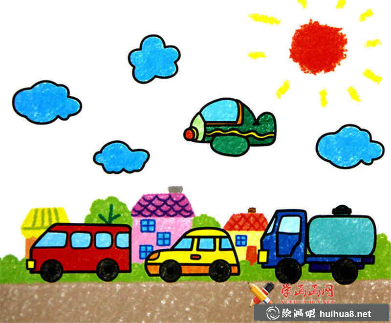 兒童油棒畫小汽車(1)
