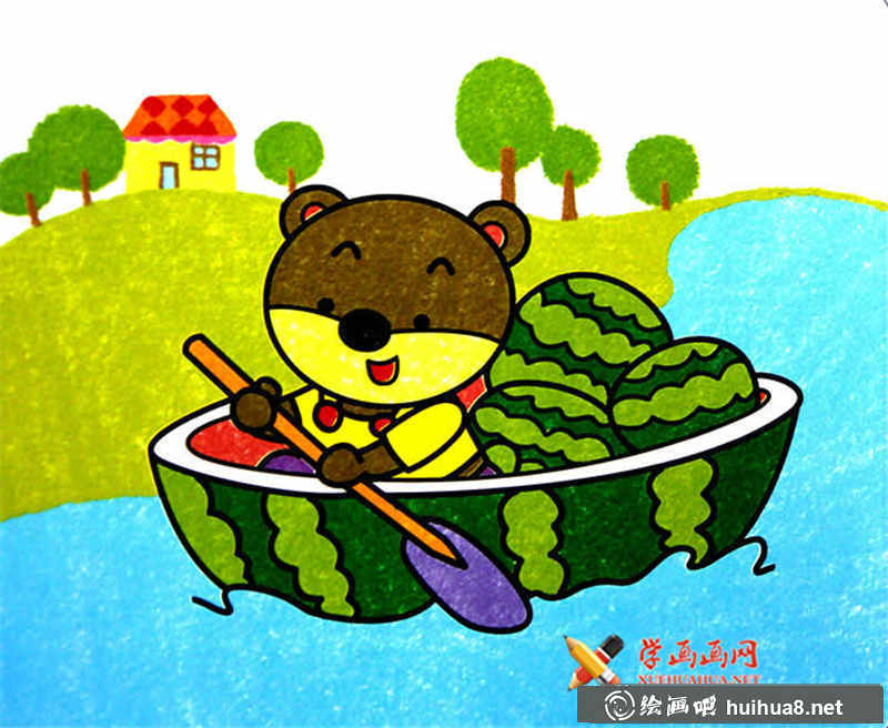 兒童油棒畫西瓜船(1)