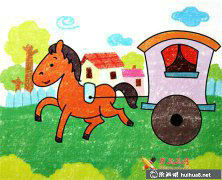 兒童油畫棒繪小馬車