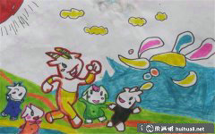 水彩小羊兒童畫羊羊歡樂賽