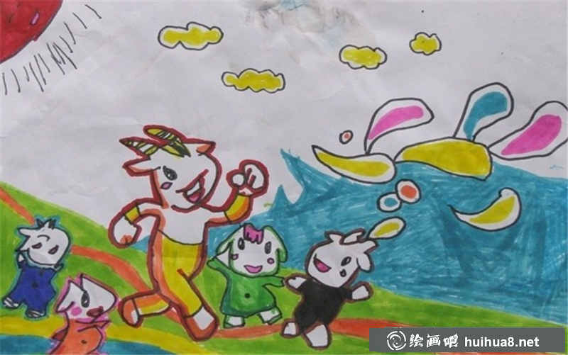 水彩畫小羊