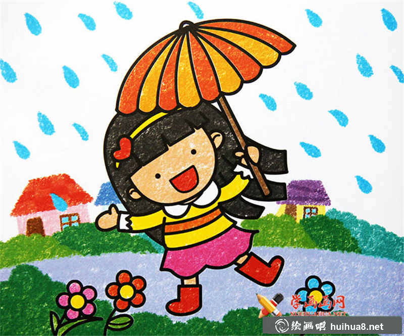 兒童油畫(huà)棒下雨天(1)