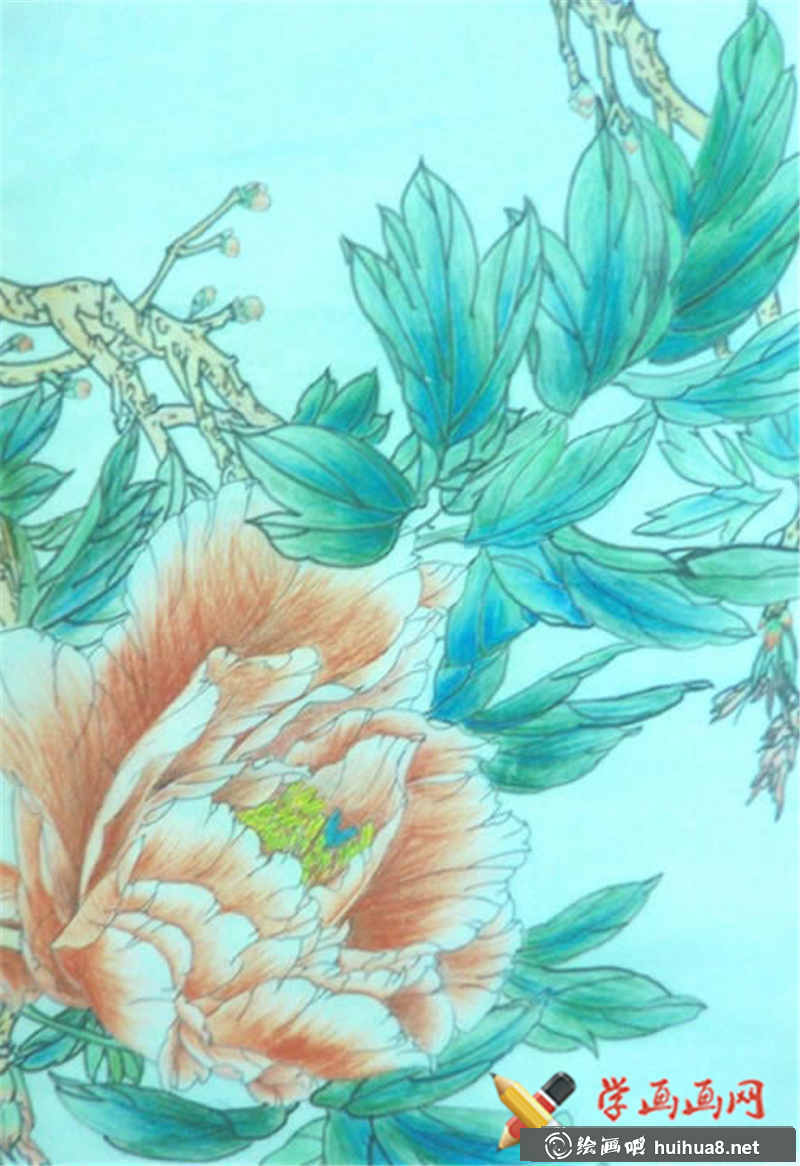 兒童中國畫作品牡丹(1)
