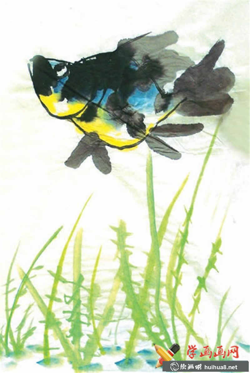 兒童水墨畫作品小魚