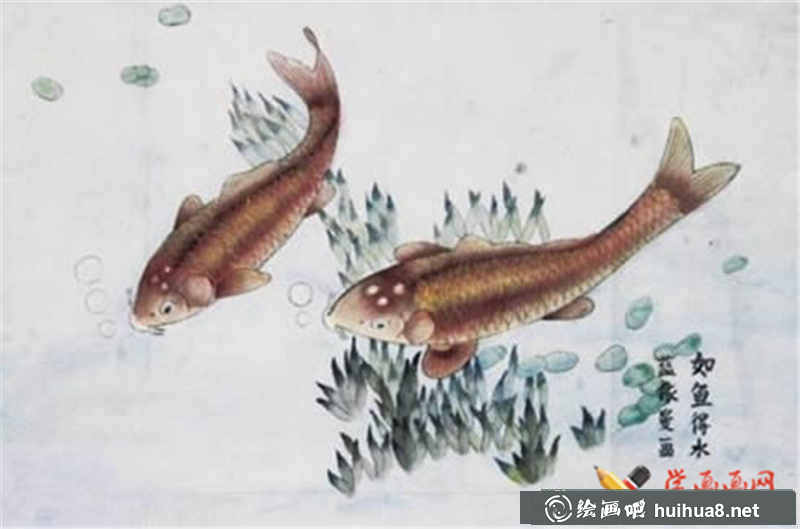 兒童水墨畫作品如魚得水(1)