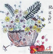兒童國(guó)畫《艷麗童趣》