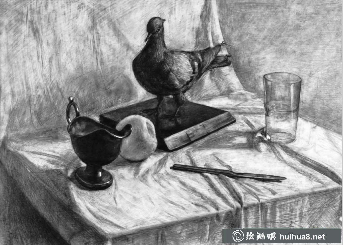 中央美院附中靜物素描圖片一幅(1)