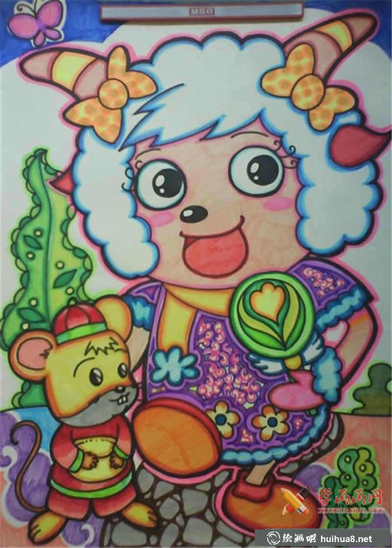 兒童油畫棒作品《美羊羊》