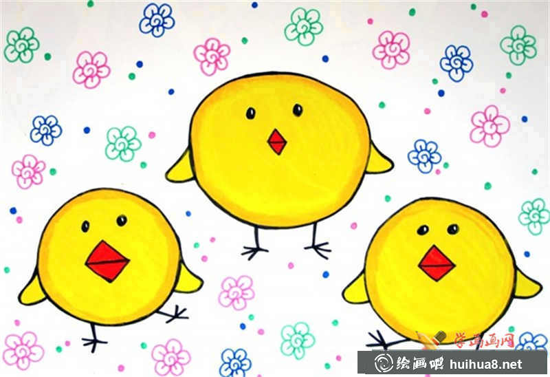 兒童畫(huà)三只小雞