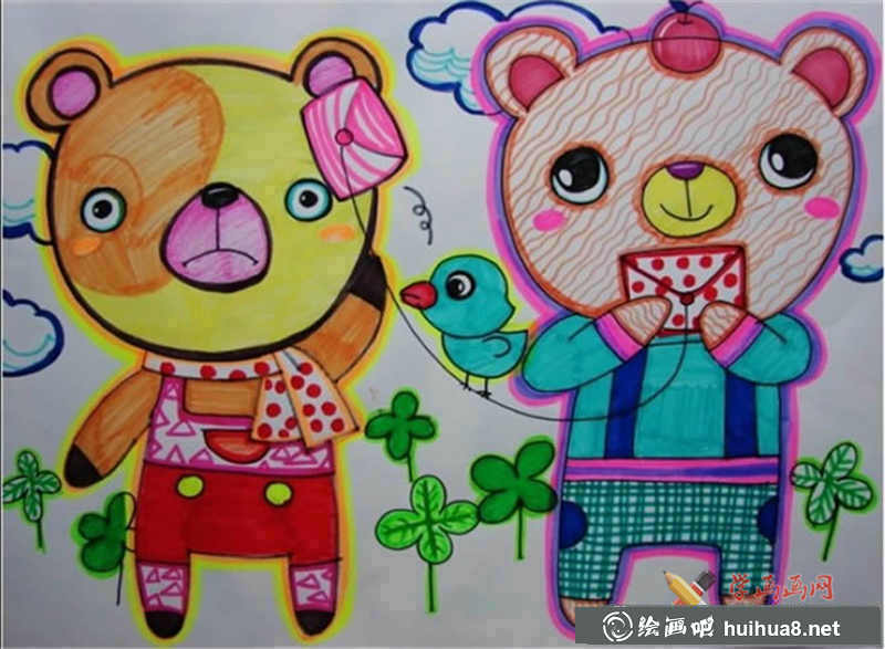 兒童畫(huà)兩只小熊