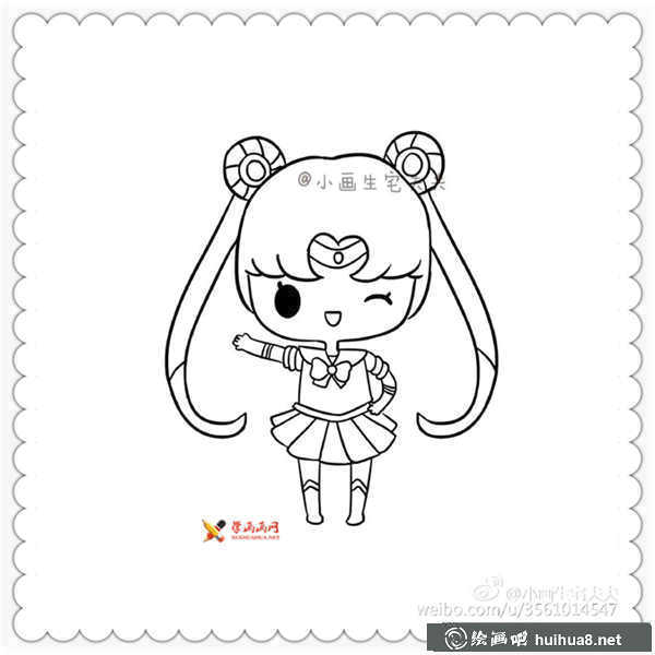 美少女戰(zhàn)士水冰月簡筆畫圖片(8)