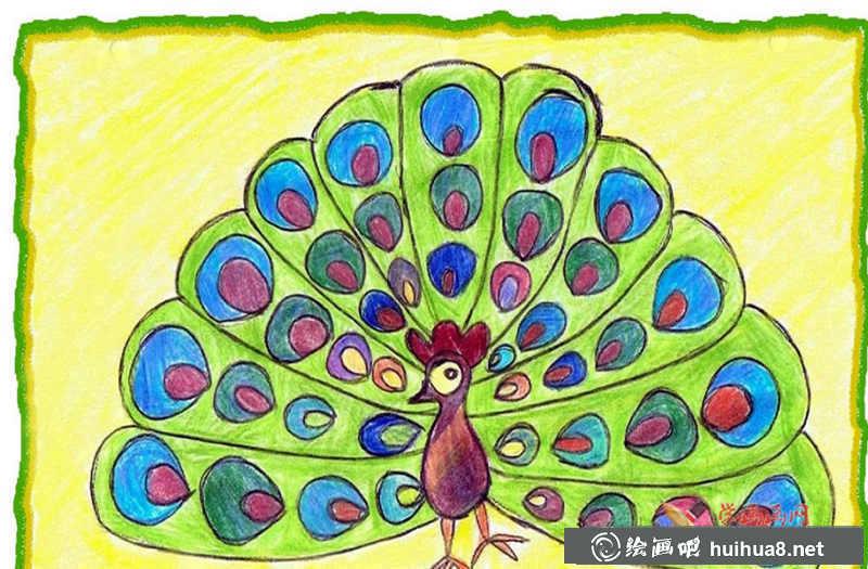 兒童畫孔雀開屏(1)