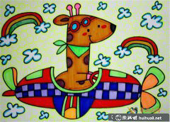 兒童畫(huà)長(zhǎng)頸鹿駕駛奇遇