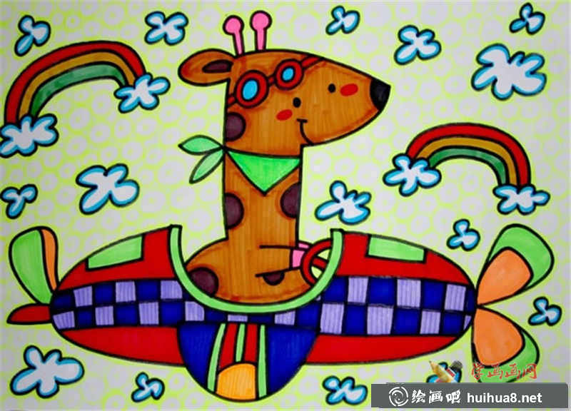 長頸鹿油畫棒作品(1)