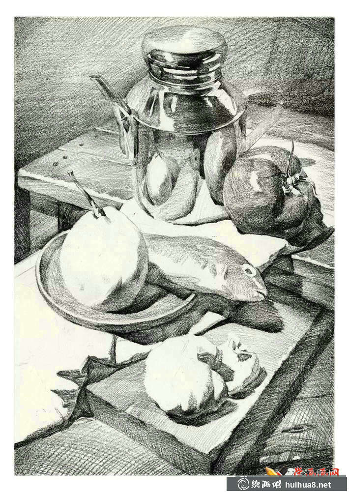 素描入門進(jìn)階教程_素描靜物組合的畫法及優(yōu)秀范畫(2)