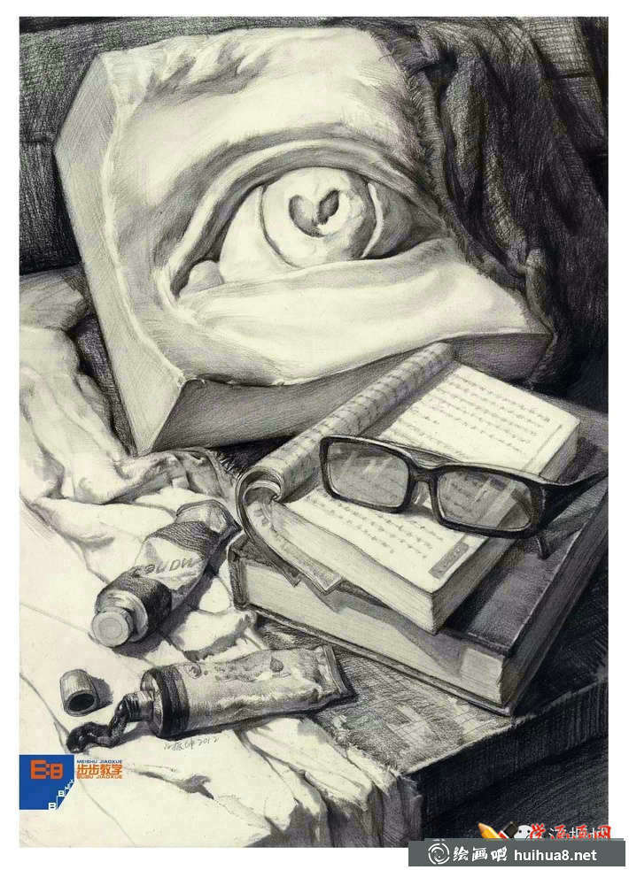 素描入門進(jìn)階教程_素描靜物組合的畫法及優(yōu)秀范畫(26)