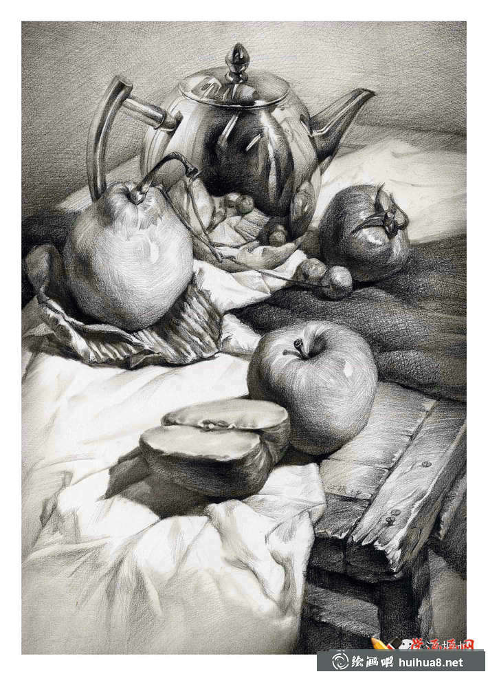 素描入門進(jìn)階教程_素描靜物組合的畫法及優(yōu)秀范畫(31)
