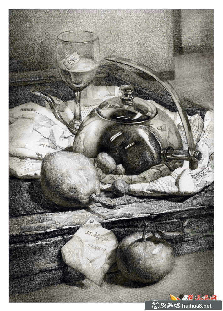 素描入門進(jìn)階教程_素描靜物組合的畫法及優(yōu)秀范畫(32)