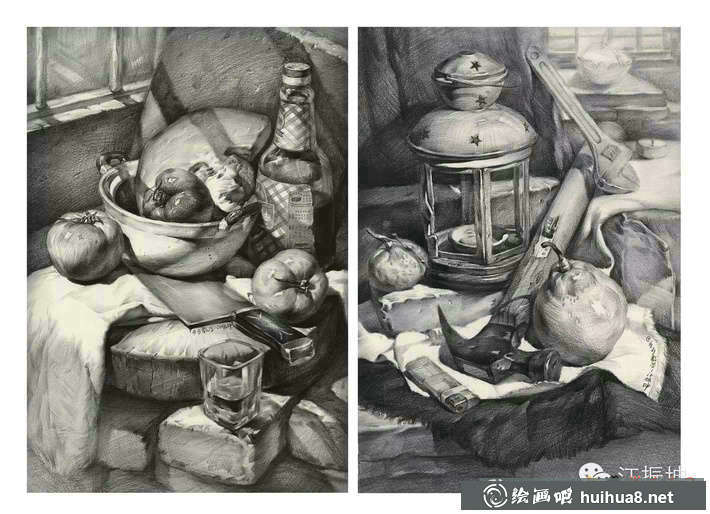 素描入門進(jìn)階教程_素描靜物組合的畫法及優(yōu)秀范畫(39)