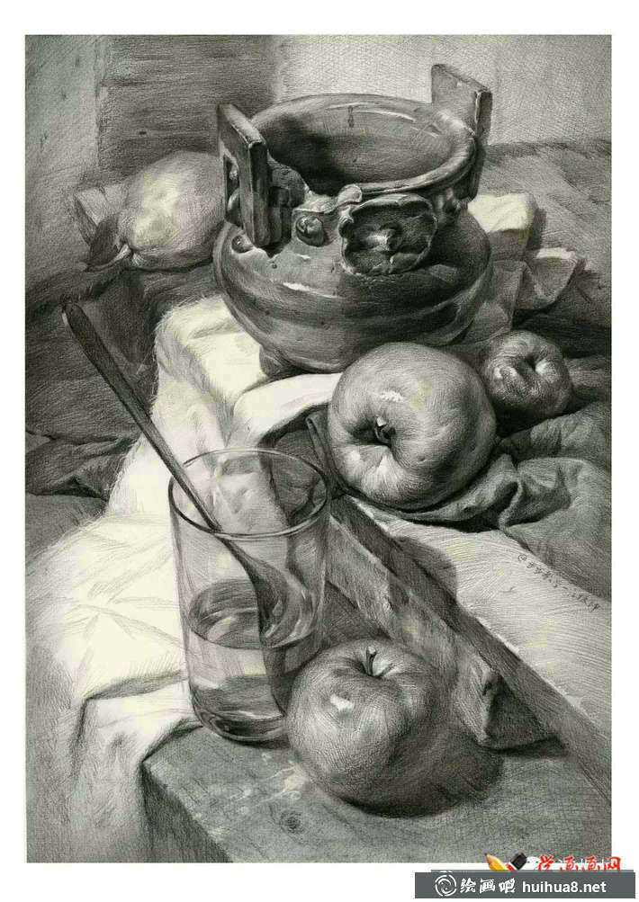 素描入門進(jìn)階教程_素描靜物組合的畫法及優(yōu)秀范畫(41)