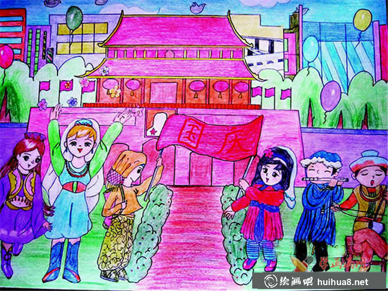 兒童畫(huà)歡迎國(guó)慶(1)