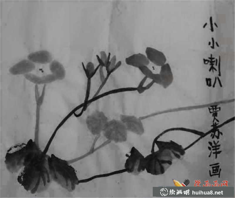 喇叭花中國(guó)畫(huà)作品(1)
