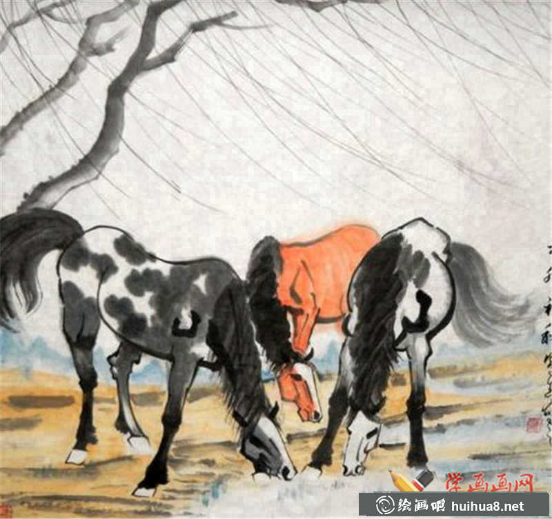 馬兒中國畫作品(1)