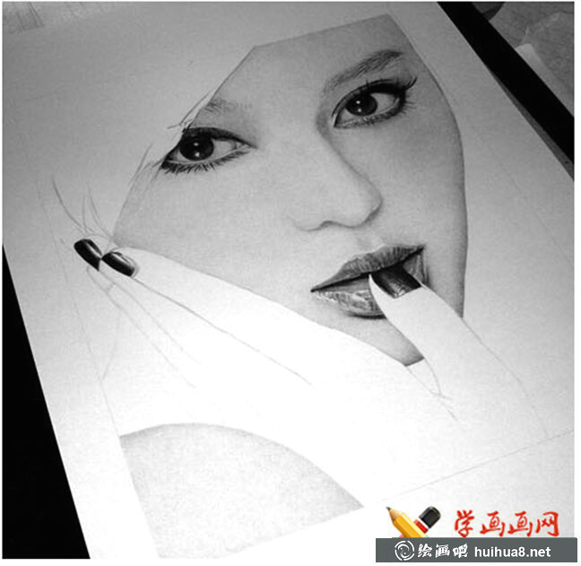 范冰冰超寫實素描畫過程(5)