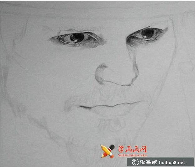 超寫實(shí)素描步驟：加勒比海盜杰克船長(zhǎng)的畫法(3)