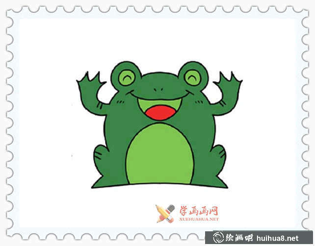 彩色青蛙簡筆畫圖片(8)